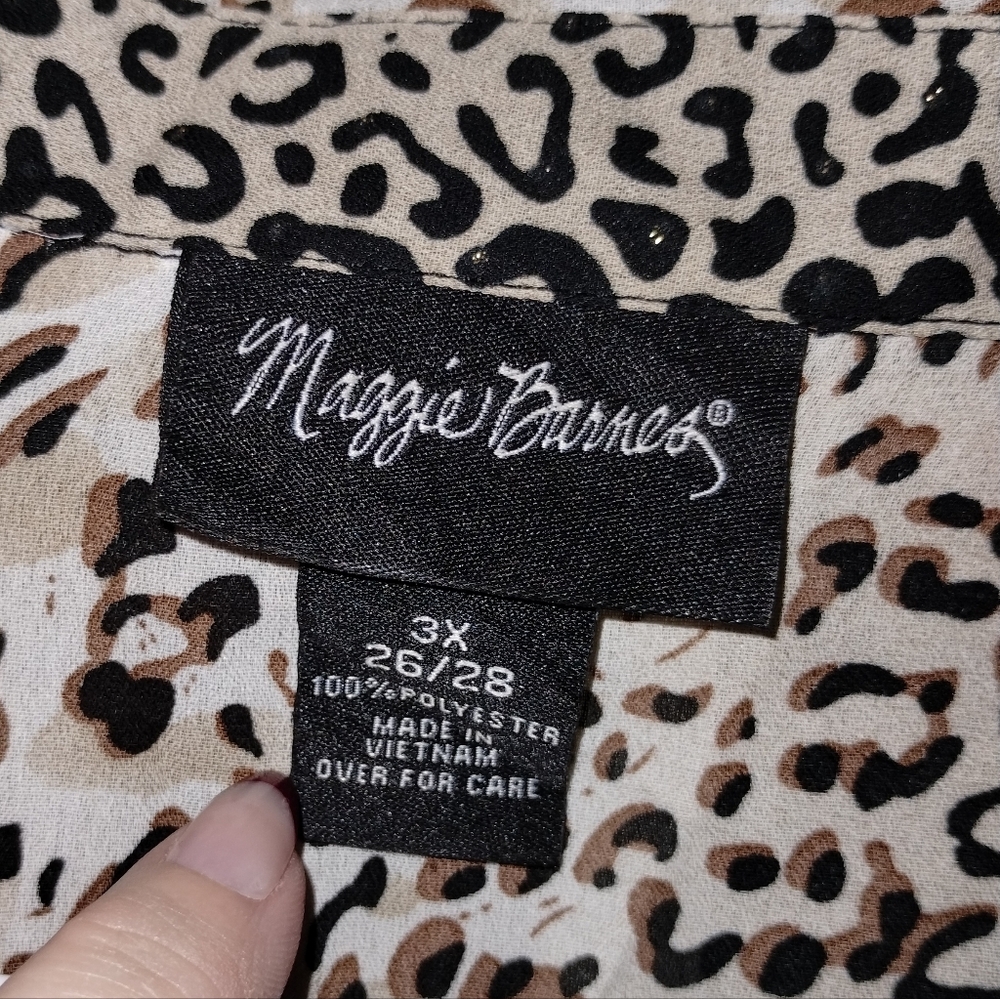 Maggie Barnes Vintage Leopard Print Women's Top 3x - Picture 3 of 9